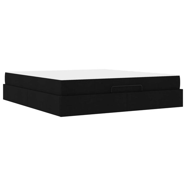vidaXL Cadre de lit avec matelas avec matelas 2 pcs Noir tissu