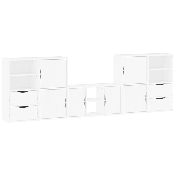 vidaXL Meubles TV 5 pcs avec rangement ODDA blanc bois de pin massif