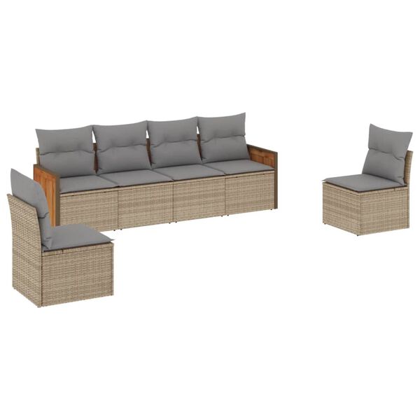 vidaXL Salon de jardin avec coussins 6 pcs beige r&eacute;sine tress&eacute;e