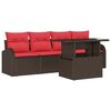 vidaXL Ensemble de canap&eacute; de jardin 5 pc Marron Poly Rattan