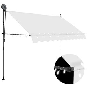 vidaXL Auvent manuel r&eacute;tractable avec LED 250 cm Cr&egrave;me