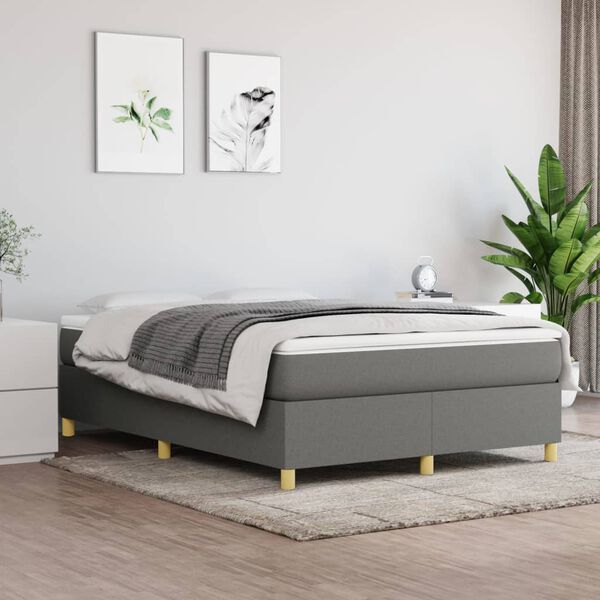 vidaXL Sommier &agrave; lattes de lit avec matelas Gris fonc&eacute; 140x190cm Tissu