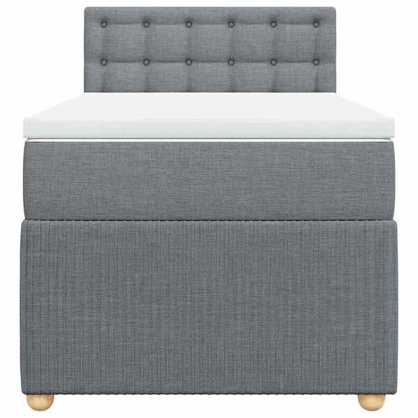 vidaXL Sommier &agrave; lattes de lit avec matelas Gris clair 90x200 cm Tissu