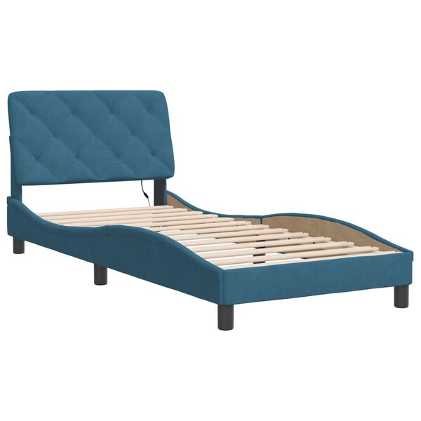 vidaXL Cadre de lit avec LED sans matelas bleu 90x190 cm velours