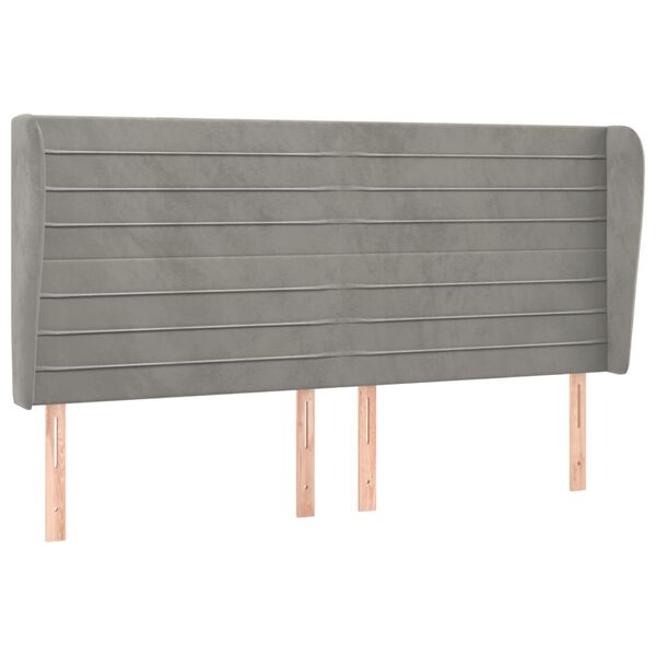 vidaXL T&ecirc;te de lit avec oreilles Gris clair 203x23x118/128 cm Velours