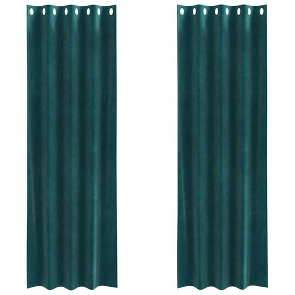 vidaXL Rideaux occultants 2 pcs Vert fonc&eacute; 140 x 260 cm Velours
