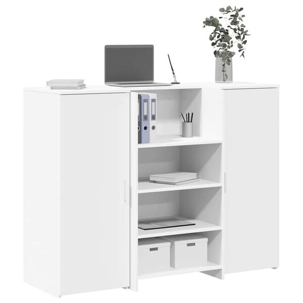 vidaXL Bureau de réception blanc 135x50x103,5 cm bois d'ingénierie
