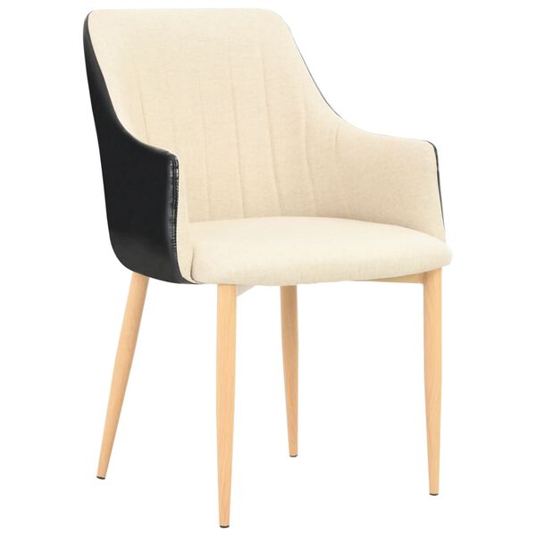 vidaXL Chaises &agrave; manger lot de 2 noir et cr&egrave;me tissu