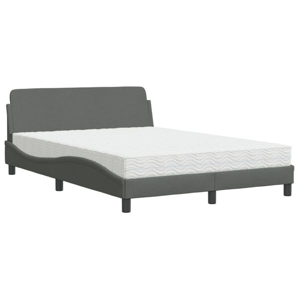 vidaXL Lit avec matelas Dover gris fonc&eacute; 120x200 cm tissu