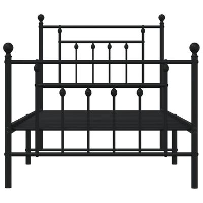 vidaXL Cadre de lit métal sans matelas avec pied de lit noir 90x190 cm