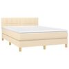vidaXL Sommier &agrave; lattes de lit avec matelas LED Cr&egrave;me 140x190 cm Tissu