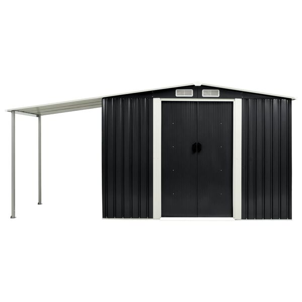 vidaXL Abri de jardin avec portes Anthracite 386x131x178 cm Acier