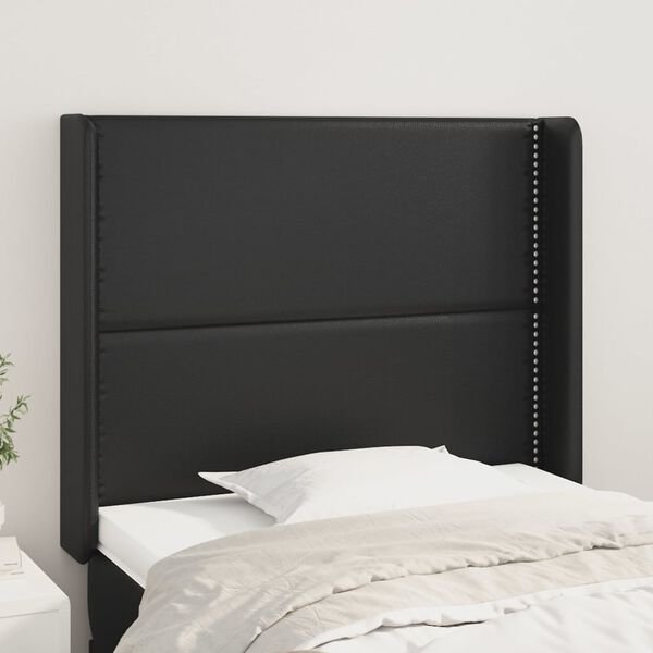 vidaXL T&ecirc;te de lit avec oreilles Noir 93x16x118/128 cm Similicuir