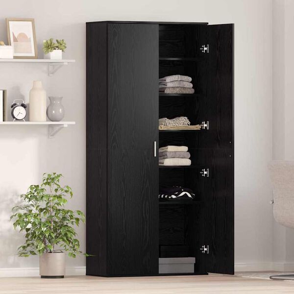 vidaXL Buffet Ch&ecirc;ne noir 80 x 35 x 180 cm Bois d'ing&eacute;nierie