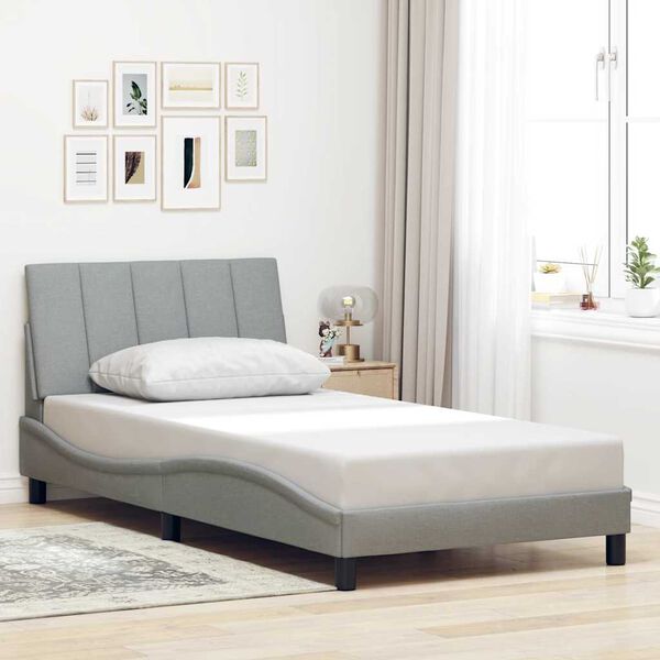 vidaXL Cadre de lit sans matelas Hanko gris clair 100x200 cm tissu