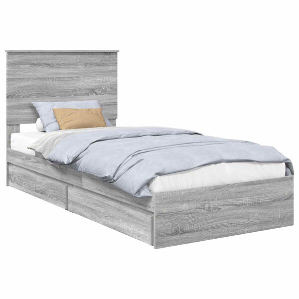 vidaXL Lit de Rangement Gris Sonoma 75 x 190 cm Bois d'ing&eacute;nierie