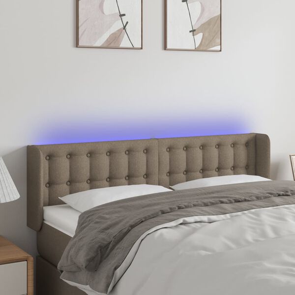 vidaXL T&ecirc;te de lit &agrave; LED Taupe 147x16x78/88 cm Tissu