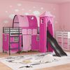 vidaXL Lit mezzanine pour enfants Noir et rose 100 x 190 cm M&eacute;tал