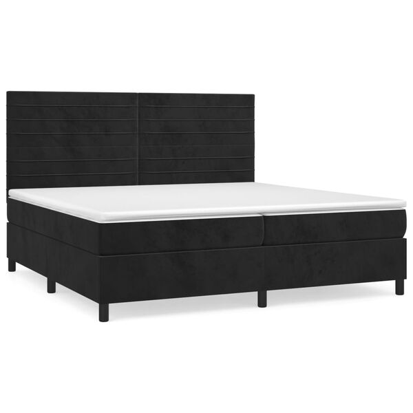 vidaXL Sommier &agrave; lattes de lit et matelas Noir 200x200 cm Velours