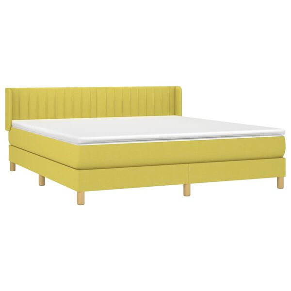 vidaXL Sommier &agrave; lattes de lit avec matelas Vert 160x200 cm Tissu