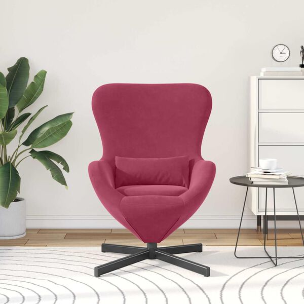 vidaXL Fauteuil œuf Bordeaux 63 x 73 x 90 cm Velours