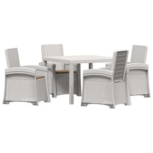 vidaXL Ensemble de salle &agrave; manger pour jardin 5 pc Blanc et taupe PP