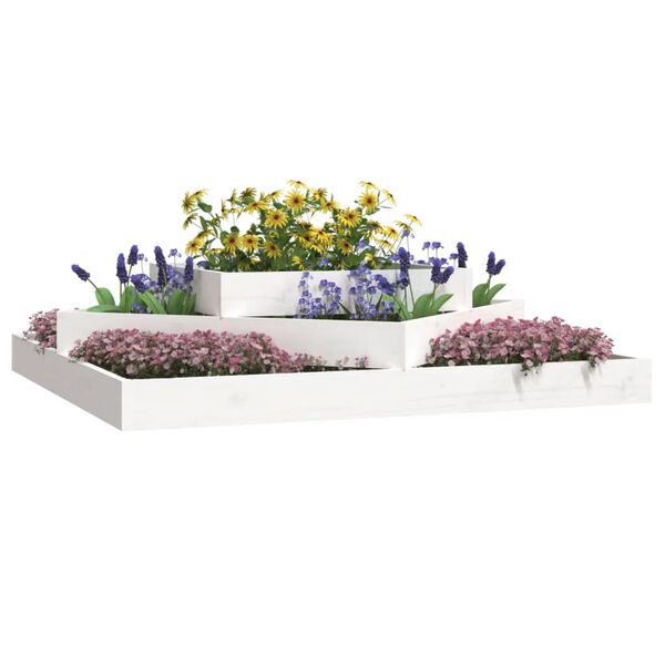 vidaXL Jardini&egrave;re Blanc 112x112x27 cm Bois massif de pin