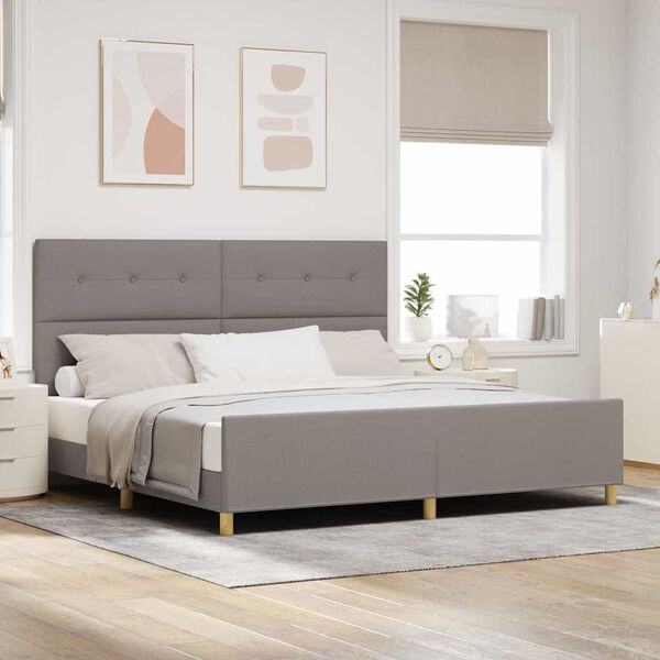 vidaXL Cadre de lit avec t&ecirc;te de lit Taupe 200 x 200 cm tissu