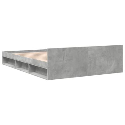 vidaXL Cadre de lit avec tiroirs sans matelas gris béton 140x190 cm