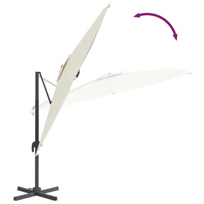 vidaXL Parasol cantilever à LED Blanc sable 400x300 cm