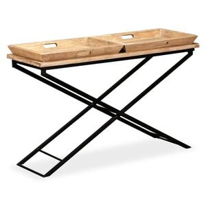vidaXL Table console Bois de manguier massif 130 x 40 x 80 cm