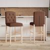 vidaXL Chaises de bar lot de 2 bois massif d'h&eacute;v&eacute;a et tissu