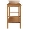 vidaXL Armoire de toilette en teck solide avec lavabos en marbre Cr&egrave;me