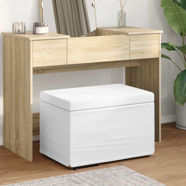 vidaXL Tabouret Blanc Cuir Synth&eacute;tique et Bois Composite