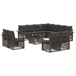 vidaXL Ensemble de canap&eacute; de jardin 12 pc Gris et Gris fonc&eacute; polyrotin