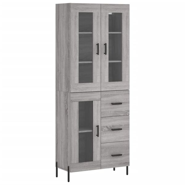 vidaXL Buffet haut Sonoma gris 69,5x34x180 cm Bois d'ing&eacute;nierie