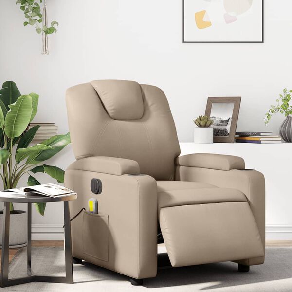 vidaXL Fauteuil de massage inclinable &eacute;lectrique cappuccino similicuir