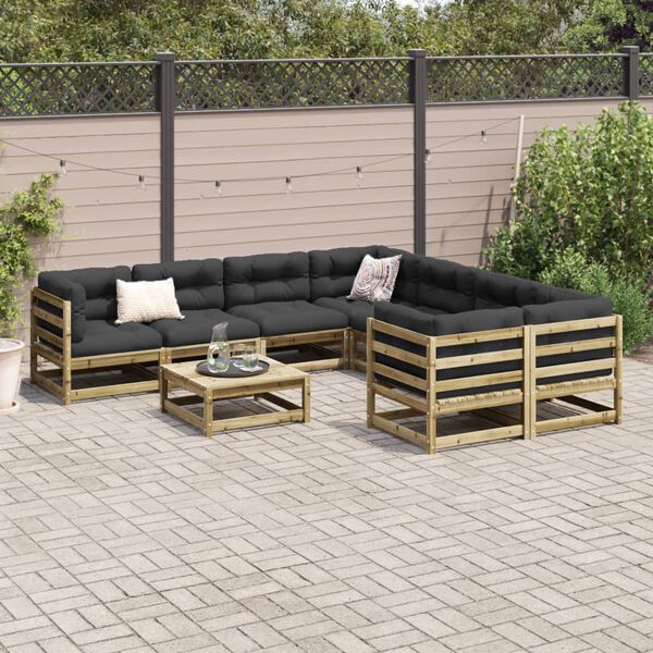 vidaXL Salon de jardin 9 pcs bois de pin impr&eacute;gn&eacute;