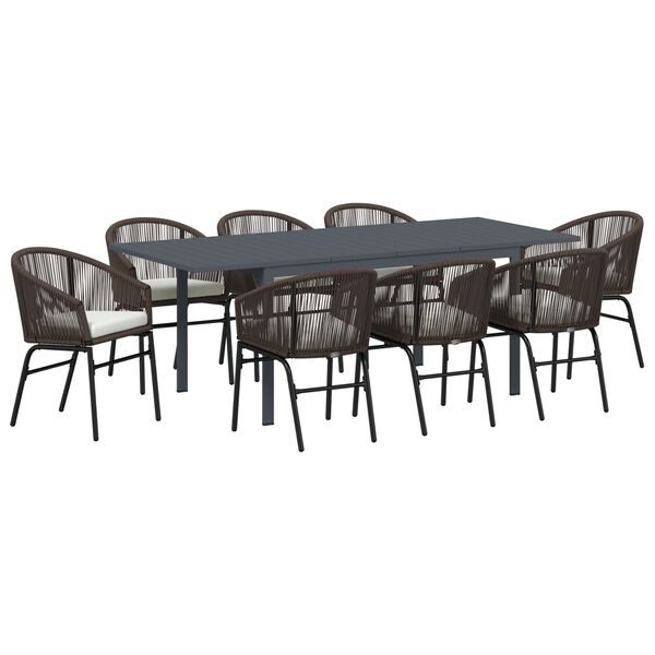 vidaXL Ensemble de salle &agrave; manger pour jardin 9 pcs Marron polyrotin