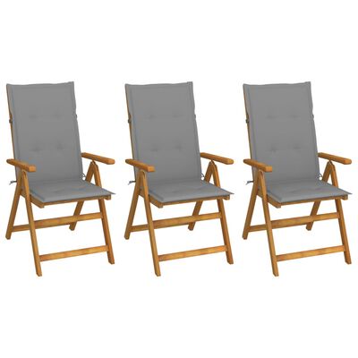 vidaXL Chaises pliables de jardin lot de 3 avec coussins Bois d'acacia