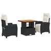 vidaXL Ensemble &agrave; manger de jardin avec coussins 3 pcs Noir