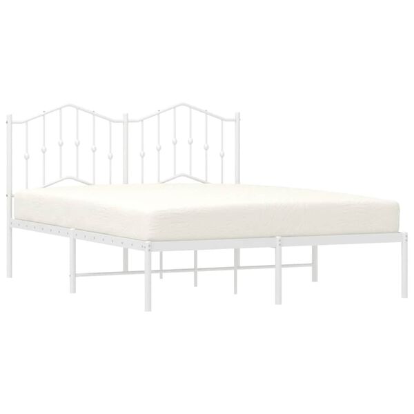 vidaXL Cadre de lit métal sans matelas et tête de lit blanc 135x190 cm