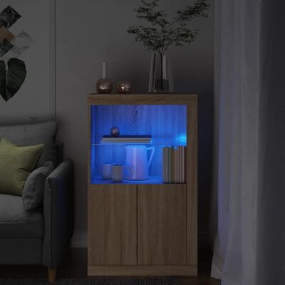 vidaXL Armoire latérale avec lumières LED chêne sonoma