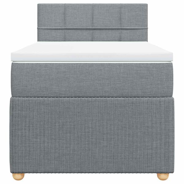 vidaXL Sommier &agrave; lattes de lit avec matelas Gris clair 90x200 cm Tissu