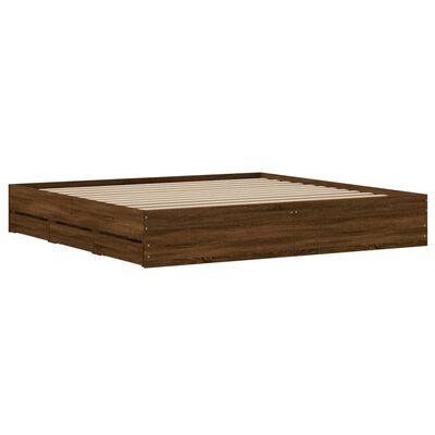 vidaXL Cadre de lit avec tiroirs sans matelas chêne marron 160x200 cm