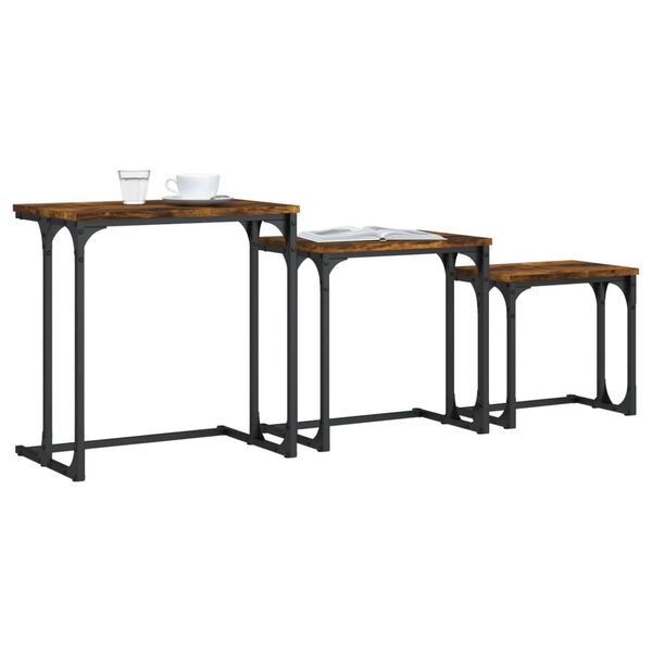 vidaXL Tables basses gigognes 3 pcs chêne fumé bois d'ingénierie