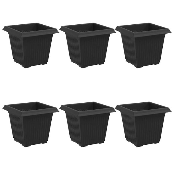 vidaXL Pot de Fleurs Carr&eacute; 6 pcs Noir 16 x 16 x 14 cm Plastique