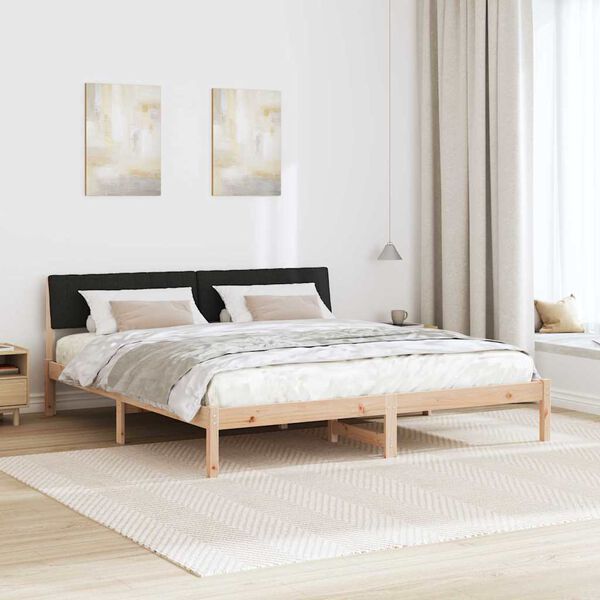 vidaXL Cadre de lit Marron et noir 180 x 200 cm Bois massif en pin