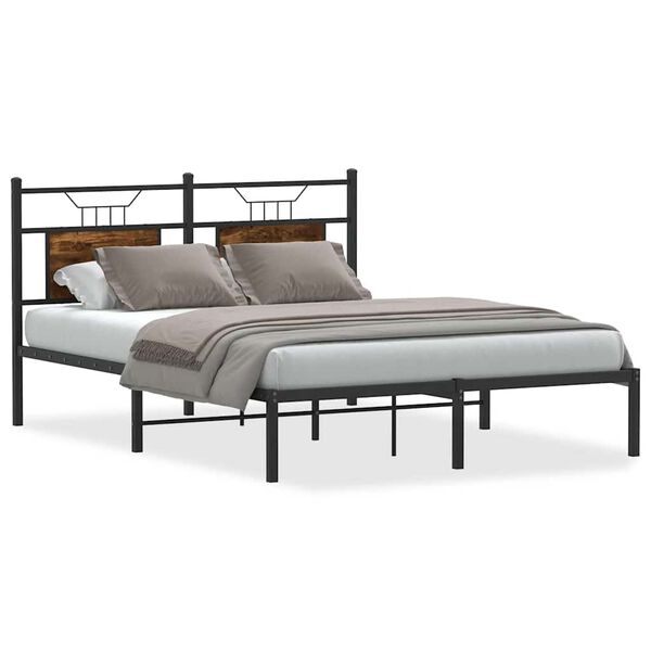vidaXL Cadre de lit sans matelas ch&ecirc;ne fum&eacute; 137x190 cm bois ing&eacute;nierie