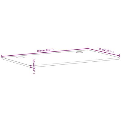 vidaXL Dessus de bureau 110x55x1,5 cm bois massif de hêtre